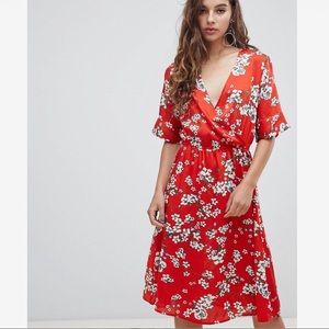 ASOS JDY short sleeve floral wrap dress